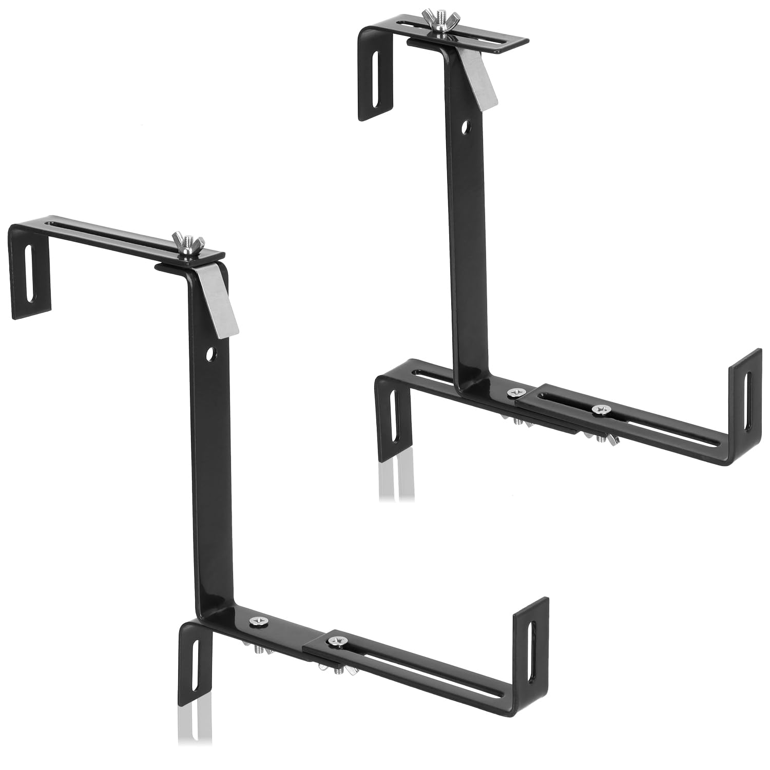 com-four® 4X Supports de jardinières Premium pour parapets et balustrades | fixation flexible en acier inoxydable pour jardinières - réglable dans les 2 sens - aucun perçage