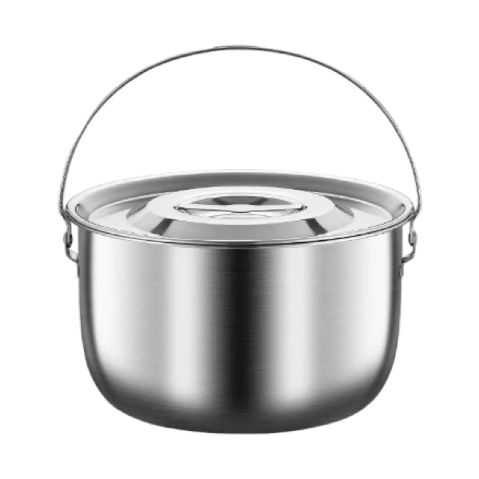 LOVIVER Campingtopf 5,0 Liter Edelstahl - Mit Deckel & Griff