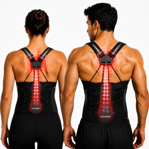 Image of PLETHEON Posture Corrector Belt for Men & Women | Fits 28-46 Inch | Adjustable Thread Support for Customized Fit and Better Posture