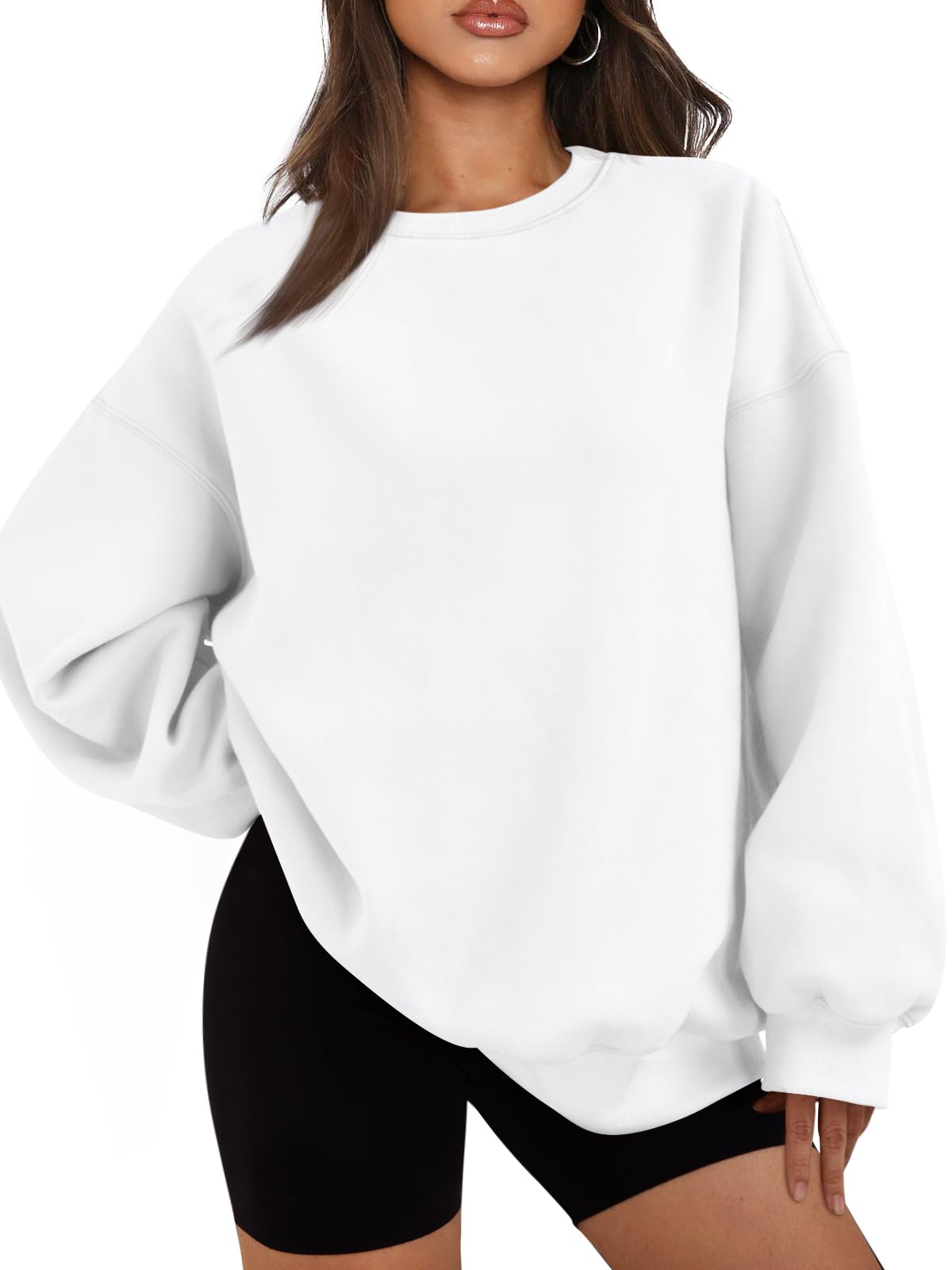 EFAN Womens Oversized Sweatshirts Crewneck Casual Lounge Fall Outfits 2026 | Fleece lined, comfort stretch fabric, basic loose hoodie, maternity, workout, lounge wear, winter, airport fashion clothes