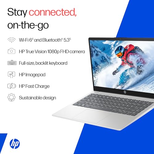 Image of HP 14, 13th Gen Intel Core i3-1315U (8GB DDR4, 512GB SSD) FHD, Anti-Glare, Micro-Edge, 14'' /35.6cm, Win11, M365 Basic(1yr)* Office24, Silver, 1.4kg, ep0294TU, Backlit, FHD Camera w /Shutter Laptop
