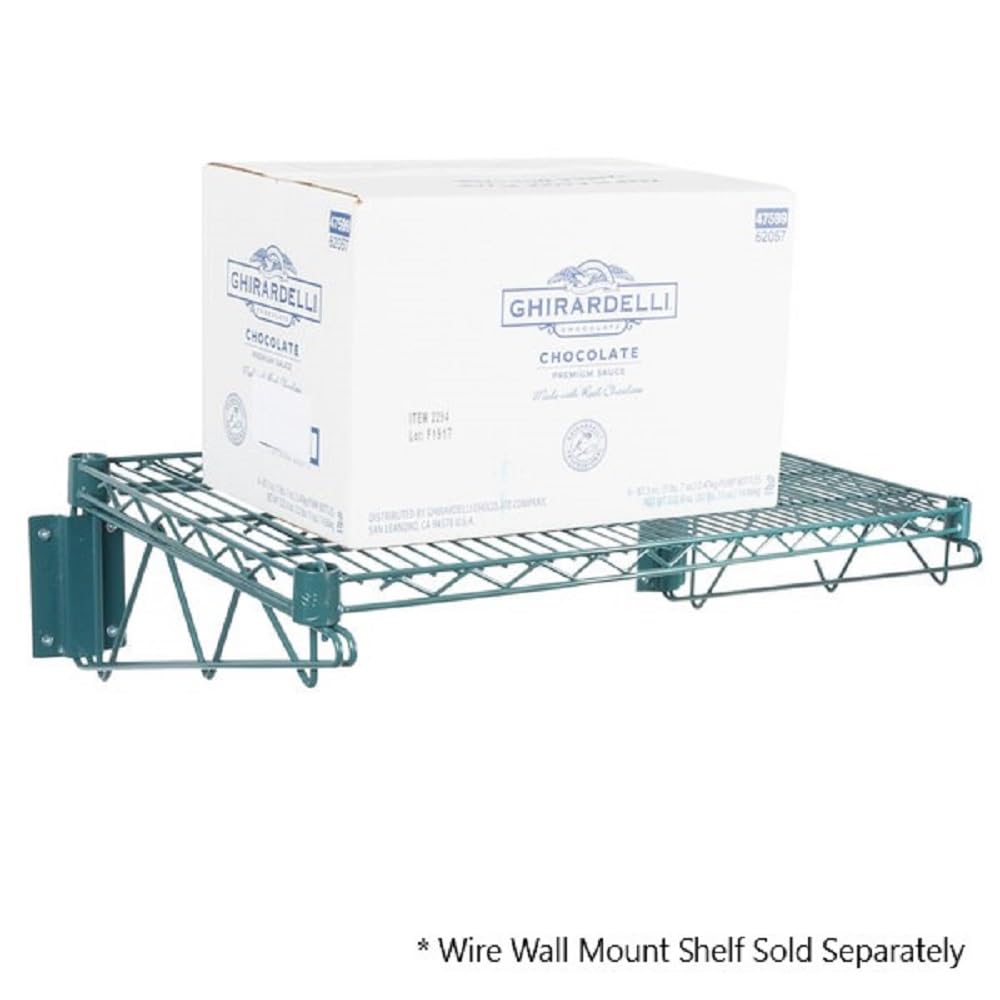 TrueCraftware- 18” Double Shelf Support Direct Wall Bracket Green Epoxy Coated Iron- Shelves Support Wire Shelf Bracket for Pantry Kitchen Home Wire Shelf Bracket Wire Storage Racks Wall Mount Shelf