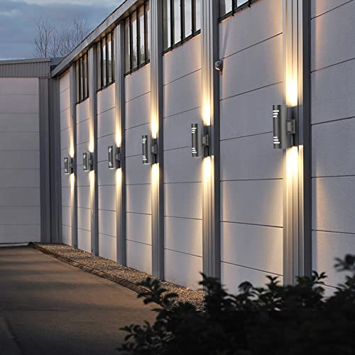 Image of Sytmhoe Outdoor Wall Sconce,Up /Down Cylinder Exterior Lights,Stainless Steel LED Wall Light Outside Lighting,E26 Bulb Waterproof Wall Fixture