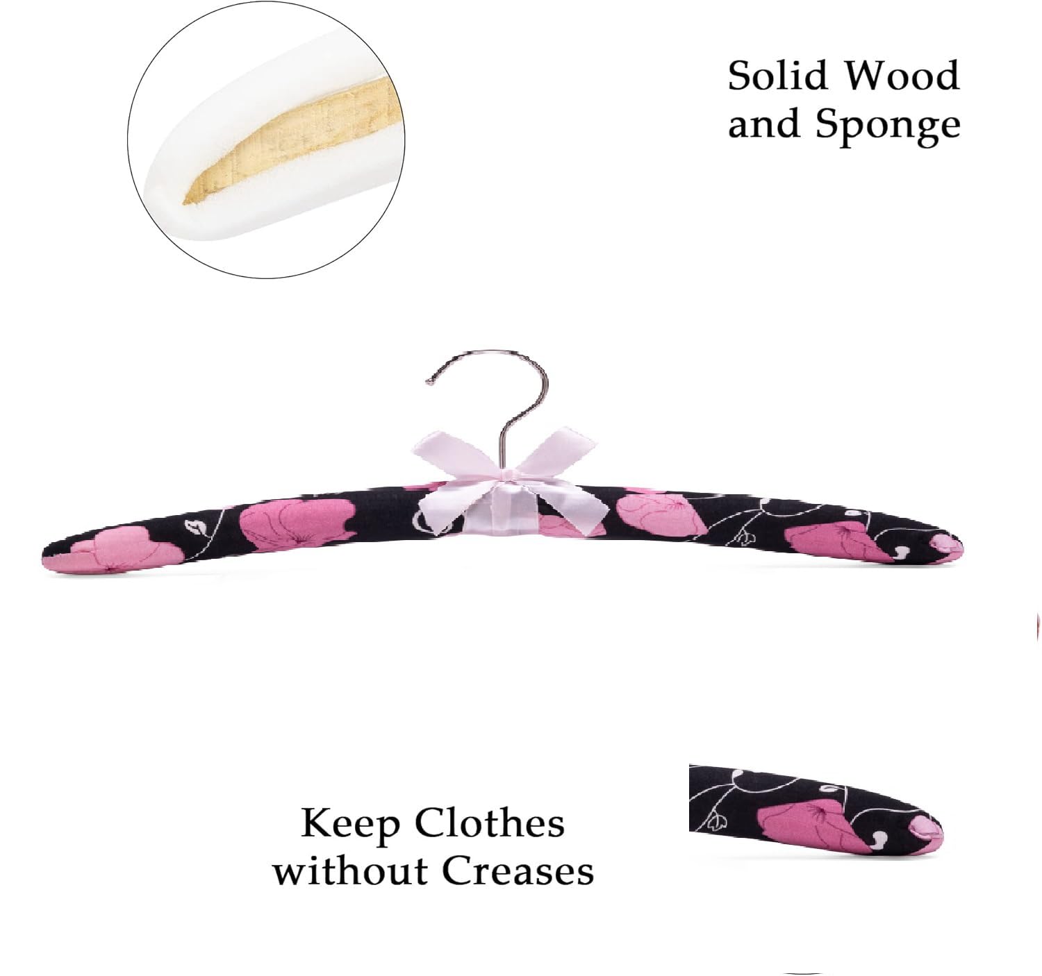 Xiabing Anti-Slip Satin Padded Clothes Hangers with Rotatable Hooks No Shoulder Bump for Women Heavy Sweaters Coats, Suits (5, Pink) - Image 4