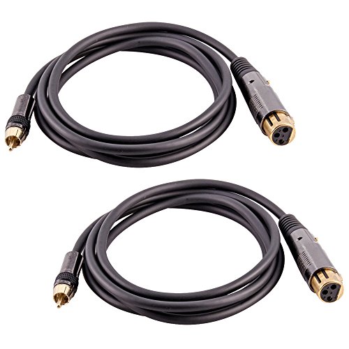 Seismic Audio - SARCXLF-6Black-2Pack - Pair of Premium 6 Foot XLR Female to RCA Male Audio Patch Cables - 16 Gauge XLRF to RCA Patch Cords