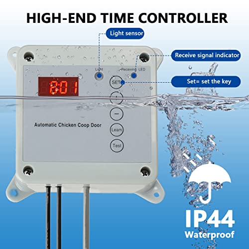 Petcozife Automatische Hühnertür, Elektrische Hühnerklappe Inklusive Schieber, Alu-Hühnertür Set mit Lichtsensor und… – Bild 7