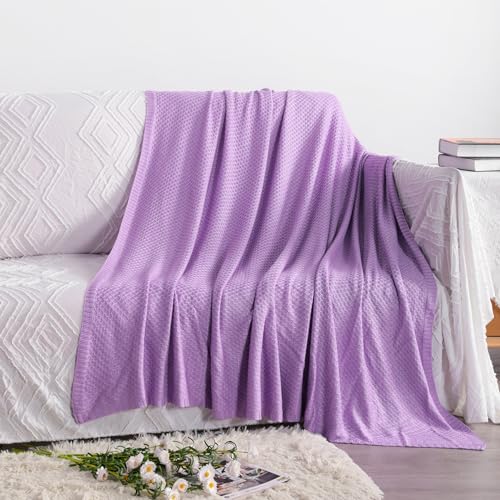 Image of NTBAY Rayon Derived from Bamboo Knit Twin Blanket, 60 x 80, Light Purple