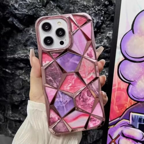 Image of COVERLY for iPhone 15 Pro Max 3D Diamond Glitter Sparkle Case,Full Protective Luxury Splash Bling Back Case Pastel Colorful Style Fashion Aesthetic Cover for Apple iPhone 15 Pro Max (Rose Gold)