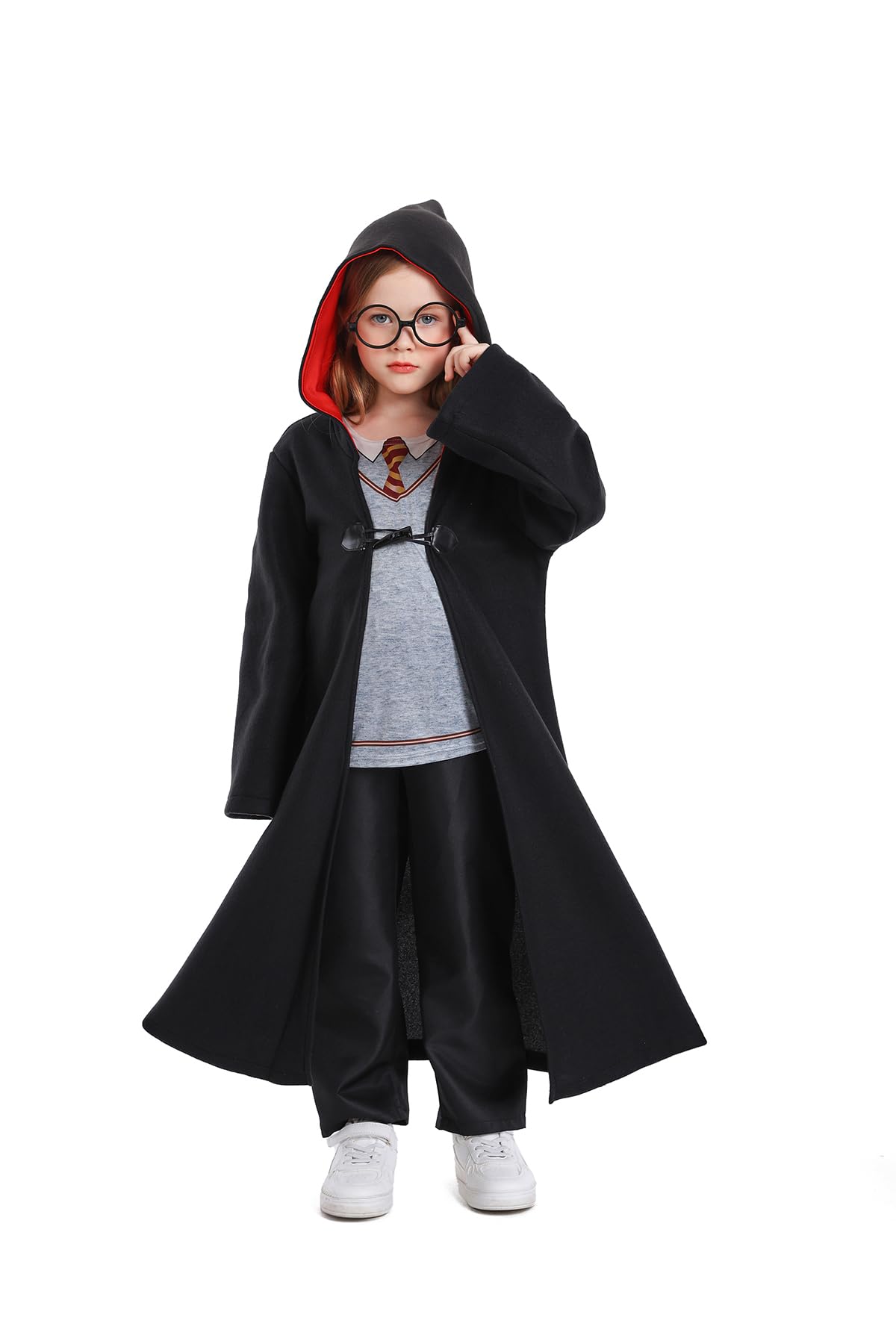 YUDATPG Kids Witch Cosplay Costume Magic School Uniform Harry Potter Robe Costume Witch Robe Cloak Halloween Cosplay Props