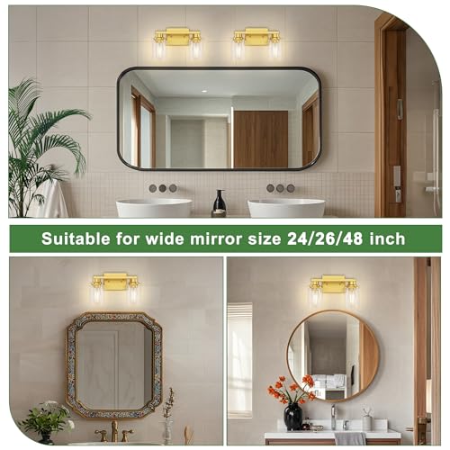 Image of DORESshop Gold Bathroom Light Fixture Over Mirror 2-Light Vanity Light