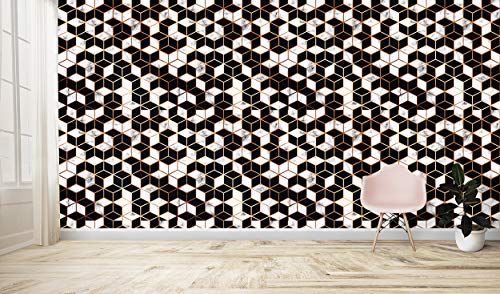 Image of DWELLSINDIA Marble Geometric Pattern Self Adhesive Wallpaper Waterproof, Scratch Resistant, Laminated 41cmx244cm