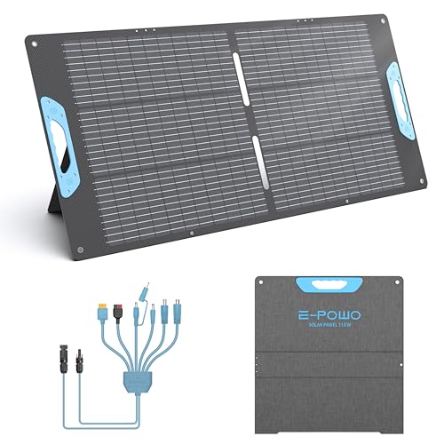 110W Faltbares Solarpanel mit USB-C PD 65W & USB-A QC 3.0, IP67 Wasserdicht, 23,5% Wirkungsgrad ETFE Ladegerät mit Ständer für Camping, Wohnmobil, Powerstation, Laptop, Smartphone, Tablet