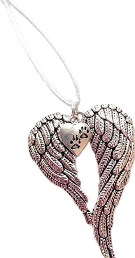 Pet Memorial - Alas de ángel guardián con estampado de patas, adorno de Navidad en memoria, regalo de condolencias de Furbaby