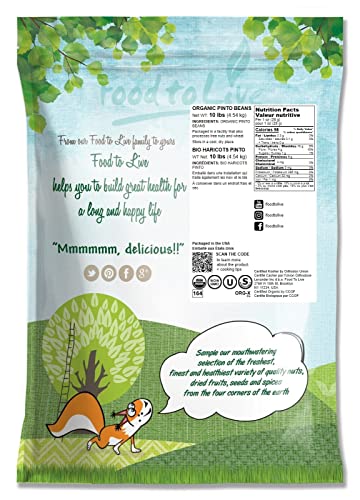 image for Food to Live Organic Pinto Beans, 10 Pounds, Non-GMO, Frijioles Pintos