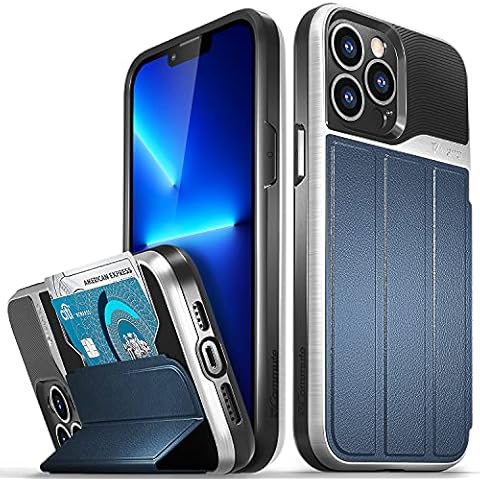 VENA Wallet Case Compatible with Apple iPhone 13 Pro Max (6.7"-inch), vCommute (Military Grade Drop Protection) Flip Leather Cover Card Slot Holder with Kickstand (Blue) Cover