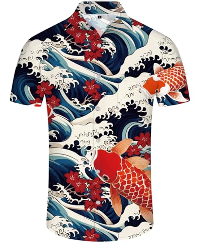 Men Summer Button Shirt Beach: Hawaiian Casual Tropical Short Sleeve Clothes2