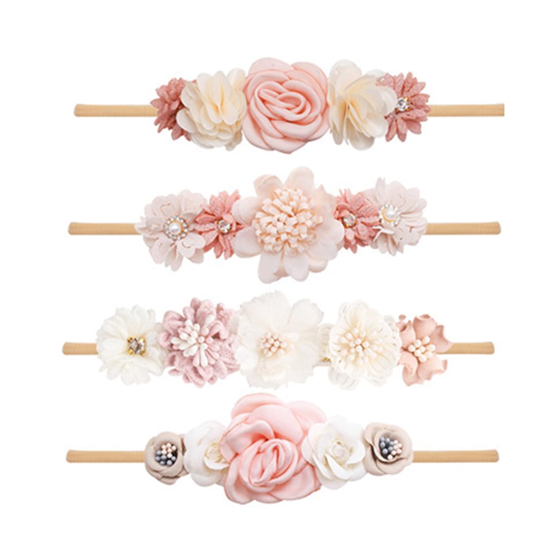 3 Stück Baby Haarbänder Set - Weiche Blumen Stirnbänder Für Mädchen
