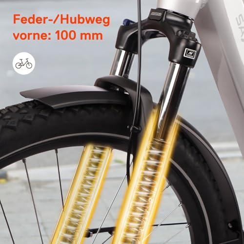 SAXONETTE E Bike Damen 28 Zoll mit Mittelmotor Drehmomentsensor, Elektro Fahrrad Erwachsene mit 36V 14.5Ah Akku, 8 Gang Kettenschaltung Tiefbau-Pedelec mit Hydraulische Scheibenbremse für Damen Herren – Bild 8