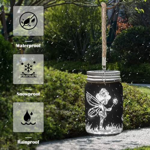 Mloqi 2 Solar Lanterns Outdoor Waterproof Hanging Solar Lantern Garden Fairy Decor For Outside Mason Jar Lights Fairy Garden Accessories (Multicolor) #TOP2