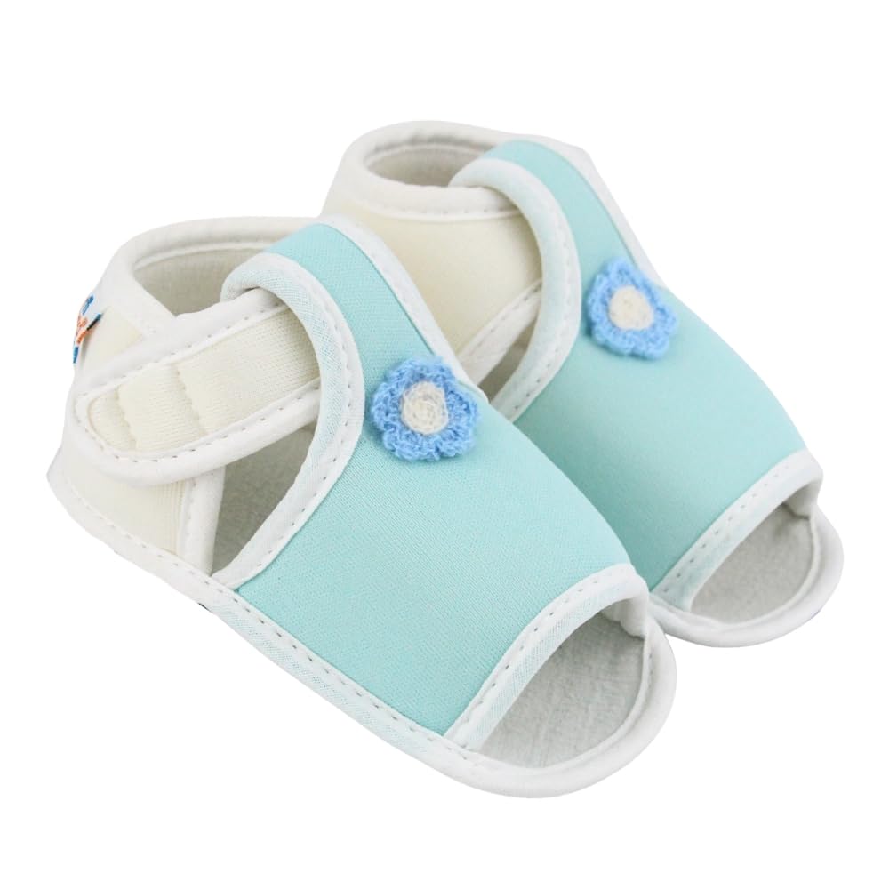 neska moda 6 To 12 Months Baby Girls Skin-friendly Cotton Floral Green,White Hook & Loop Sandal Booties-BT5552-picture-14