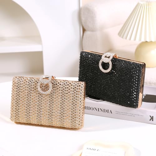 Dreubea Women's Fashion Rhinestone Evening Handbag Shiny Clutch Bag3