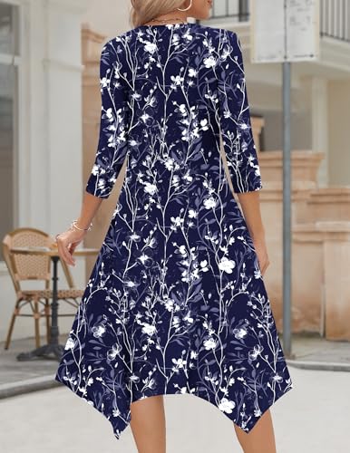 Image of Zeagoo Midi Dresses Women 2026 Dress 3 /4 Sleeve Casual Dresses with Pockets A Line Summer Beach Sundress