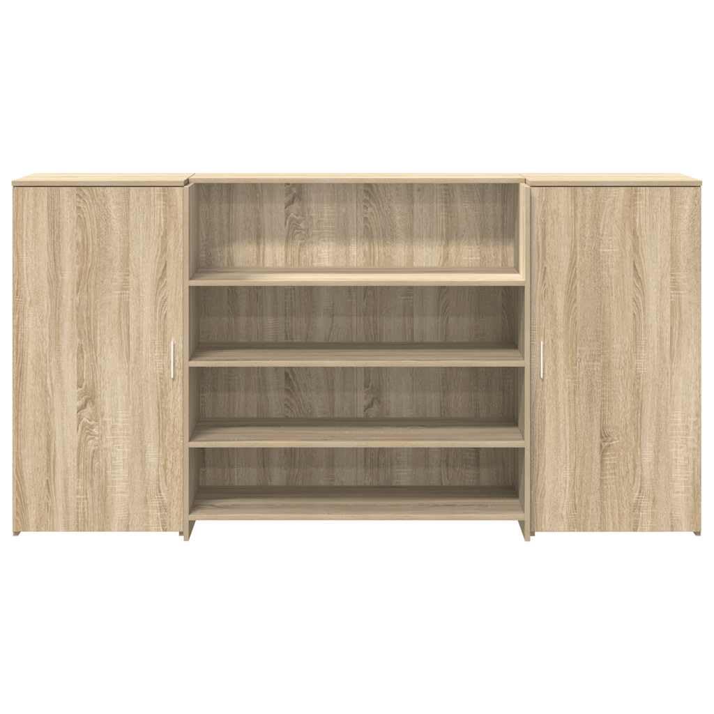 Banco reception Sonoma rovere 200 x 50 x 103,5 cm, materiale in legno, con bancone integrato, robusto mobile da ufficio per reception, scrivania versatile con spazio di archiviazione
