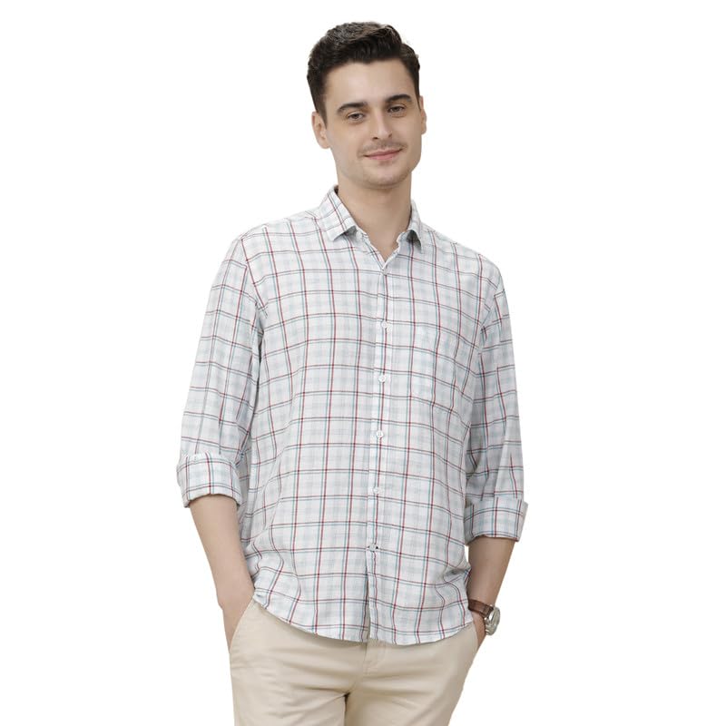 cavallo by linen club Men's Blended Linen Checked Contemporary Fit Full Sleeve Casual Shirt-picture-38