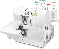 Maquina de Costura Overlock 220V, 1.000 PPM, Costura com 4/3/2 Agulhas, Largura do Ponto 3,5-5,7mm, Ideal para Malha, Bainha e Acabamentos Profissionais