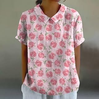 Cocila T Shirts Donna Offerta Camicia Raso Bianca Donna Blusa No Stiro di Blu con Cerniera Shirts Cotone Rosa Magliette Bianche Maglie Maniche Corte Sportive Maglietta Rossa Ragazza 14 Anni Shirt