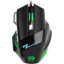 G5 Wired Gaming Mouse RGB Gaming Mouse 7 Keys Ergonomic Mice 4-gear Adjustable DPI for PC Desktop Computer Black