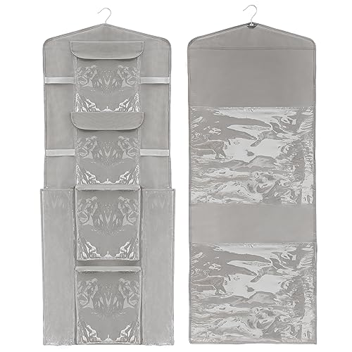 Fixwal-Christmas-Hanging-Gift-Wrapping-Paper-Storage-Oxford-Double-Sided-Hanging-Gift-Wrap-Craft-Roll-Organizer-Storage-Pockets-Hanging-Pantry-Organizer-Grey