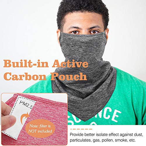 Moko Scarf Mask Bandana With Ear Loops 3 Pack, Neck Gaiter Balaclava With Filter Pocket Uv Sun Protection Face Mask For Dust Wind Motorcycle Cycle Bandana Headband For Women Men, Magenta/Blue/Gray #TOP1