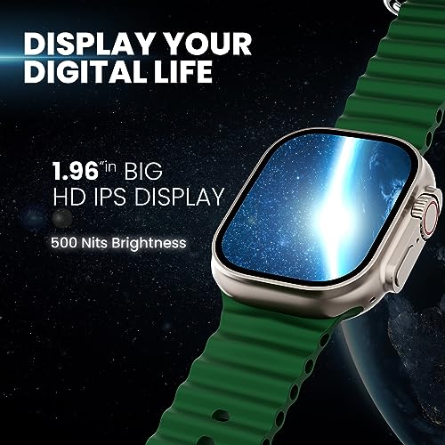 Image of Kratos SW17 Ultra+ Smartwatch with 1.96 inch Touch Display, Advanced BT Calling, Wireless Charging Smart Watch, Voice Assistant, 100+ Sports Modes, Rotating Crown, Metallic Body, IP67, Heart Rate, SpO2