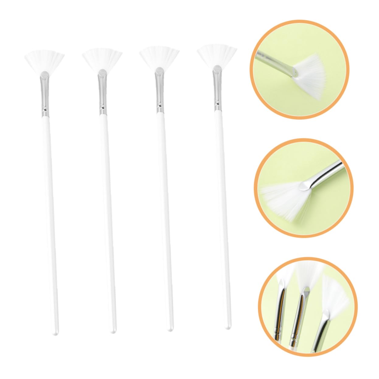 SOESFOUFU 4pcs Fluffy Facial Mask Brush Set for Makeup Drying Applicator for Estheticians Long Handle for Easy Application