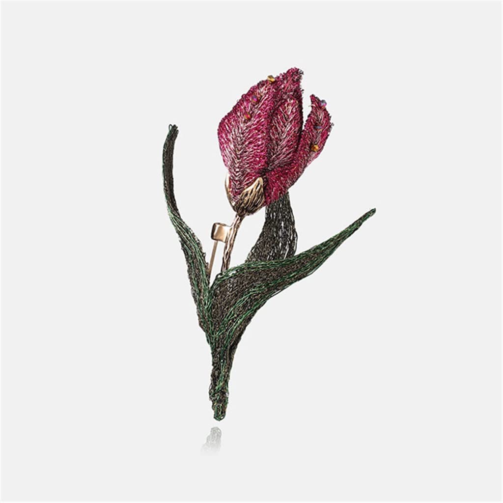 Florale, Elegante, handbestickte Tulpenbrosche, Damenmantel-Accessoires, Corsage
