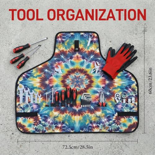 Delantal de trabajo tie dye unisex con múltiples bolsillos miniatura 2