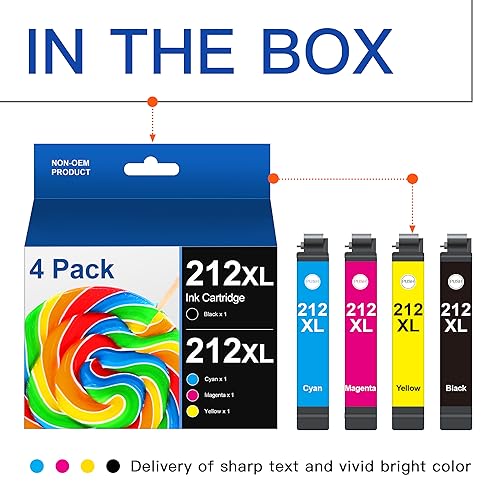 212XL 212 Ink Cartridges 212XL Ink Remanufactured Ink High Capacity Black & Color -Cartridge Combo 4-Pack Compatible for Epson Expression XP-4100 XP-4105 and Workforce WF-2830 WF-2850 Printers - Image 3