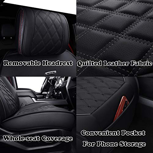 Image of Aierxuan Front Car Seat Covers for Ford F150 F250 F350 F450 Truck (Black)