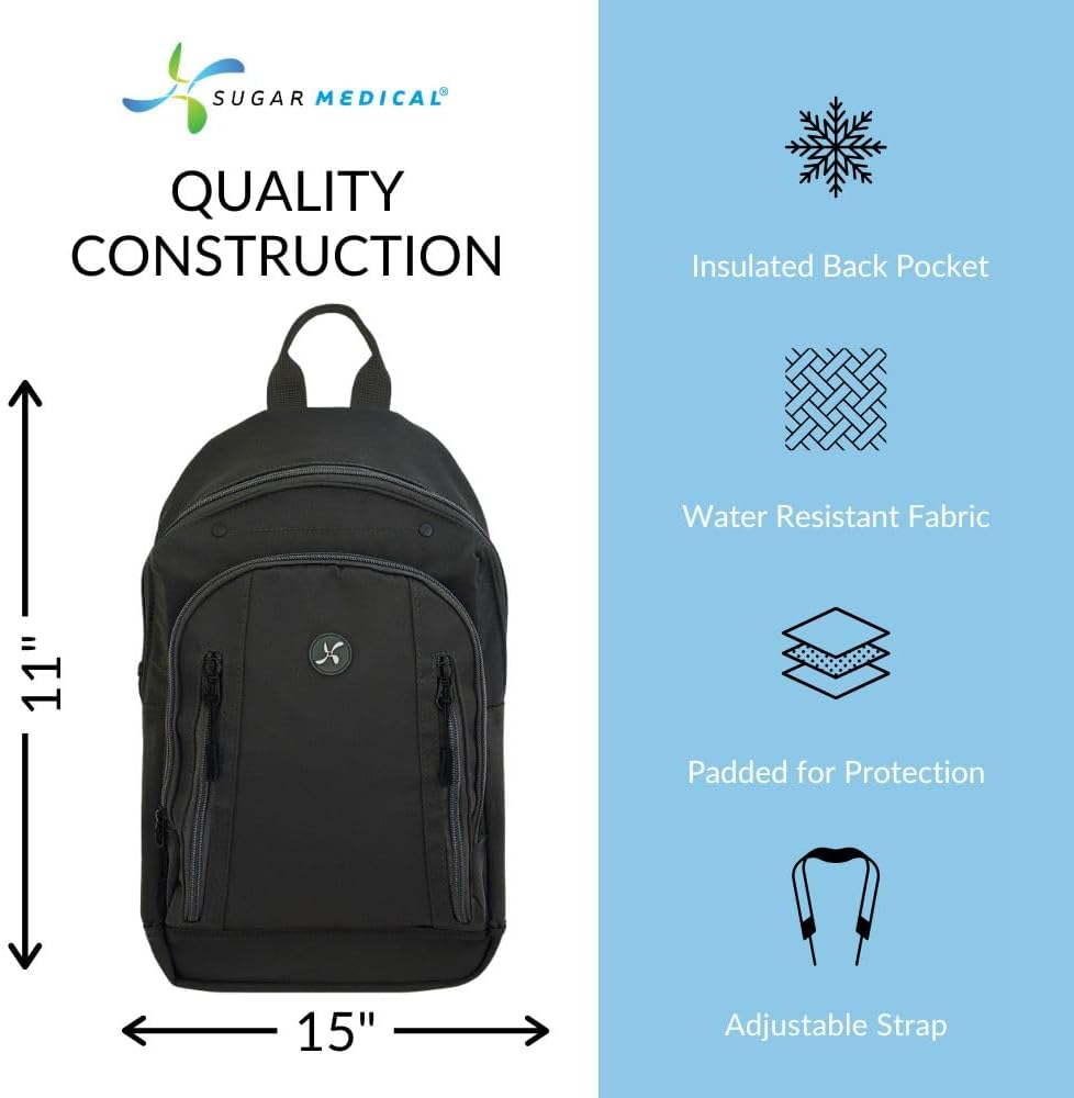 Sugar Medical Insulated Diabetes Sling Backpack | Diabetic Care Products | Diabetic Supplies Travel | Diabetes Care (Nico)