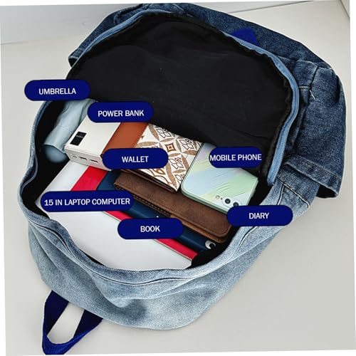 Mochila ligera de viaje denim estilo retro jean con bolsillos para tu día a día urbano 7