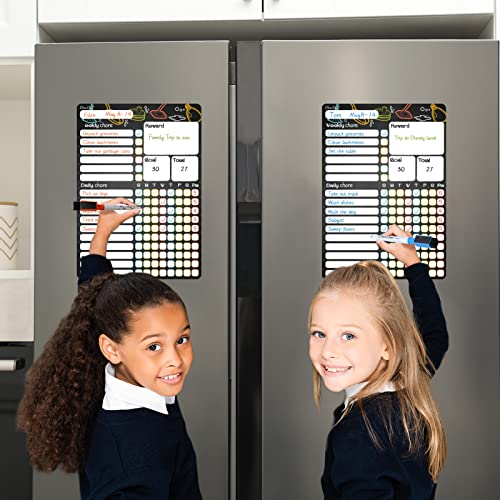 CLEVER CLEAN Magnetic Dry Erase Chore Chart - 8.5\"x12\" Behavior Responsibility Chore Board for Kids, Teenagers, Adults - 6 Extra Fine Point Markers Included - Shipped Flat