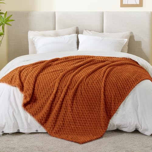 Image of BEDELITE Burnt Orange Throw Blanket for Couch, Cozy Gift for Women, 50 * 60