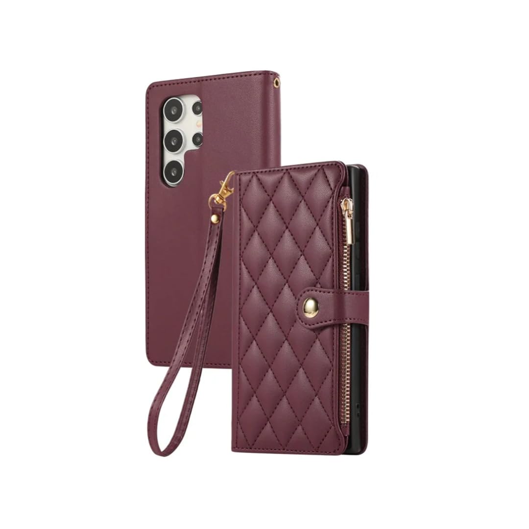 Etui na telefon Galaxy S22 Plus typu crossbody z portfelem (do Galaxy S22 Plus/czerwony winny)