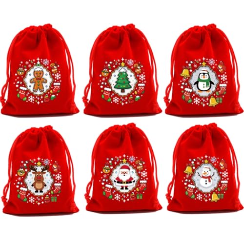 6Pcs Durable Fabric Holiday Gift Bags 20X30cm For Chocolate Party