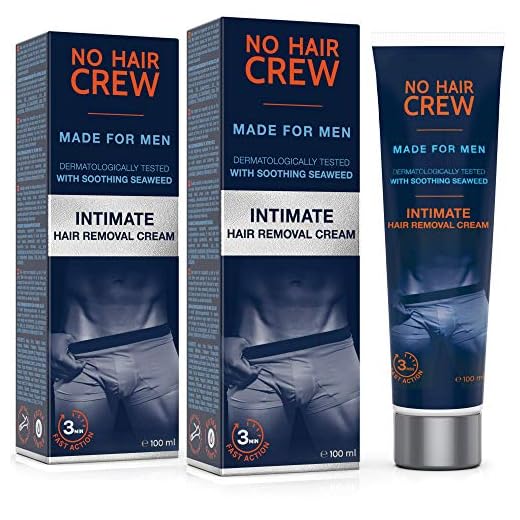 2 x NO HAIR CREW Crema Depilatoria Íntima Premium - Extra Suave Hecha Para Hombres - Conjunto de 2-200ml