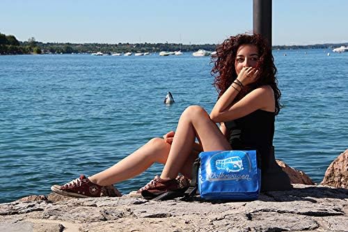BRISA VW Collection - Volkswagen Vintage Outdoor Shoulder Messenger Bag made of Tarpaulin in T1 Bus Design (Small/Vintage/Blue) - Image 5