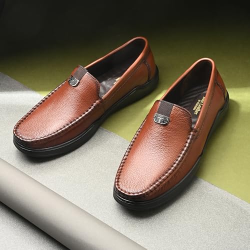 Image of Blue Leather by Centrino Genuine Leather Men's Loafer Shoes | Slip-On with Cushioned Insole | Stylish Round Toe Moccasin for Office, Formal Wear, Business Meeting, Wedding, Party & Everyday Use(4092)