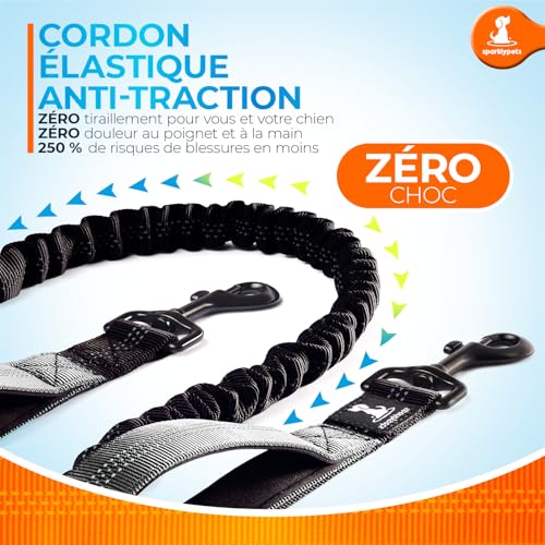 SparklyPets - Hands Free Dog Leash with Reflective Stitches - Waist Leash for Dog Walking, Hiking, Training, Jogging, Canicross, Running - for Medium & Large Breeds