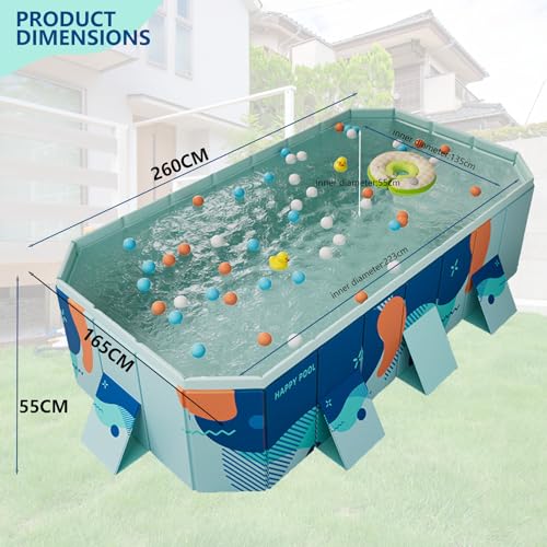 Faltbarer Swimmingpool – 2,23 m Robustes PVC-Badebecken für Hunde und Haustiere, großer Gartenpool mit Ablassventil & rutschfestem Boden, inkl. Bälle & Reparaturset – Blau